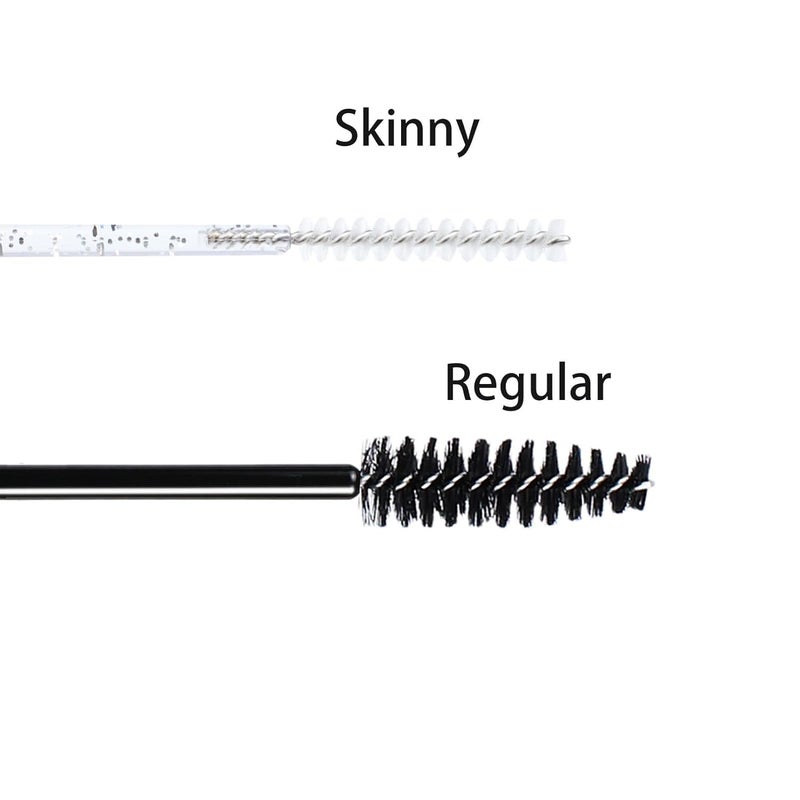 SenRocc Mini Disposable Skinny Mascara Wands 50pcs Micro Eyelash Brush Small Silver Makeup Brush Applicators Eyebrow Spoolies (Skinny-C-Silver-50) - Image 2